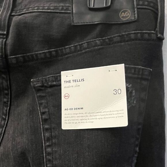 AG Jeans The Tellis Modern Slim Vapor Wash Distressed Black, size 30, NWT - Picture 8 of 8